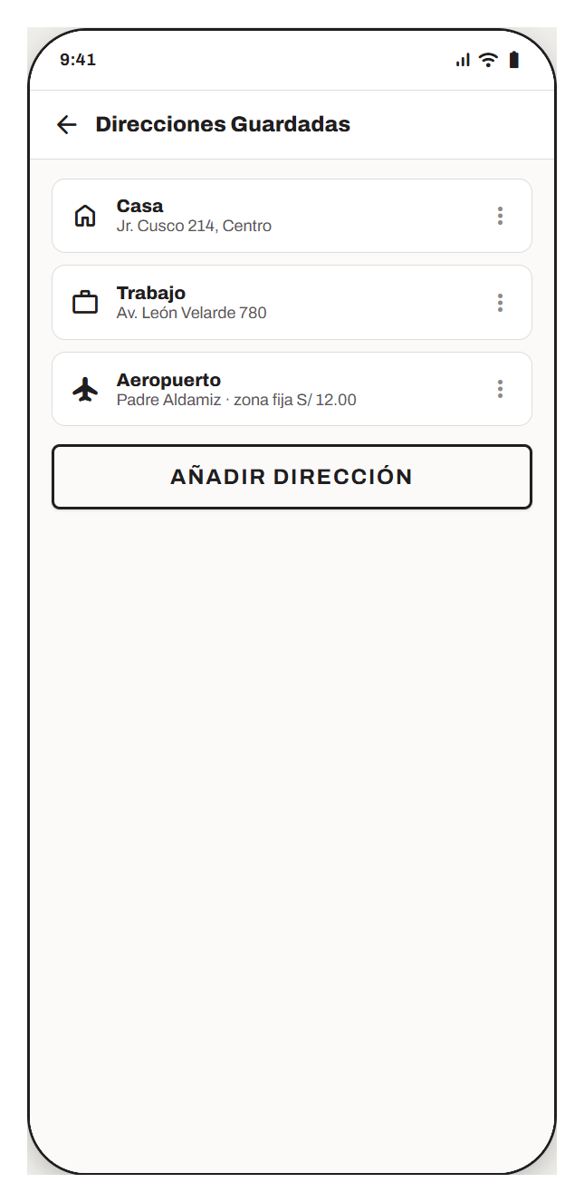 Direcciones guardadas